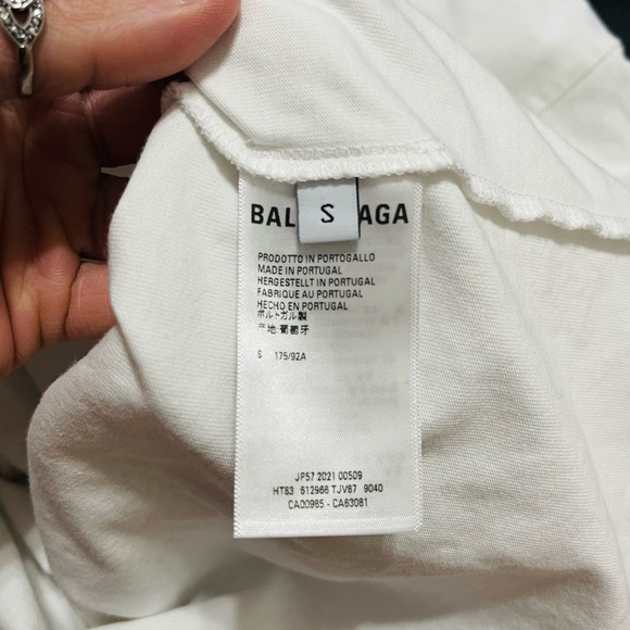 EUC Unisex Balenciaga BB Logo Embroidered Oversized Jersey Tee 100% Cotton White - Picture 11 of 13
